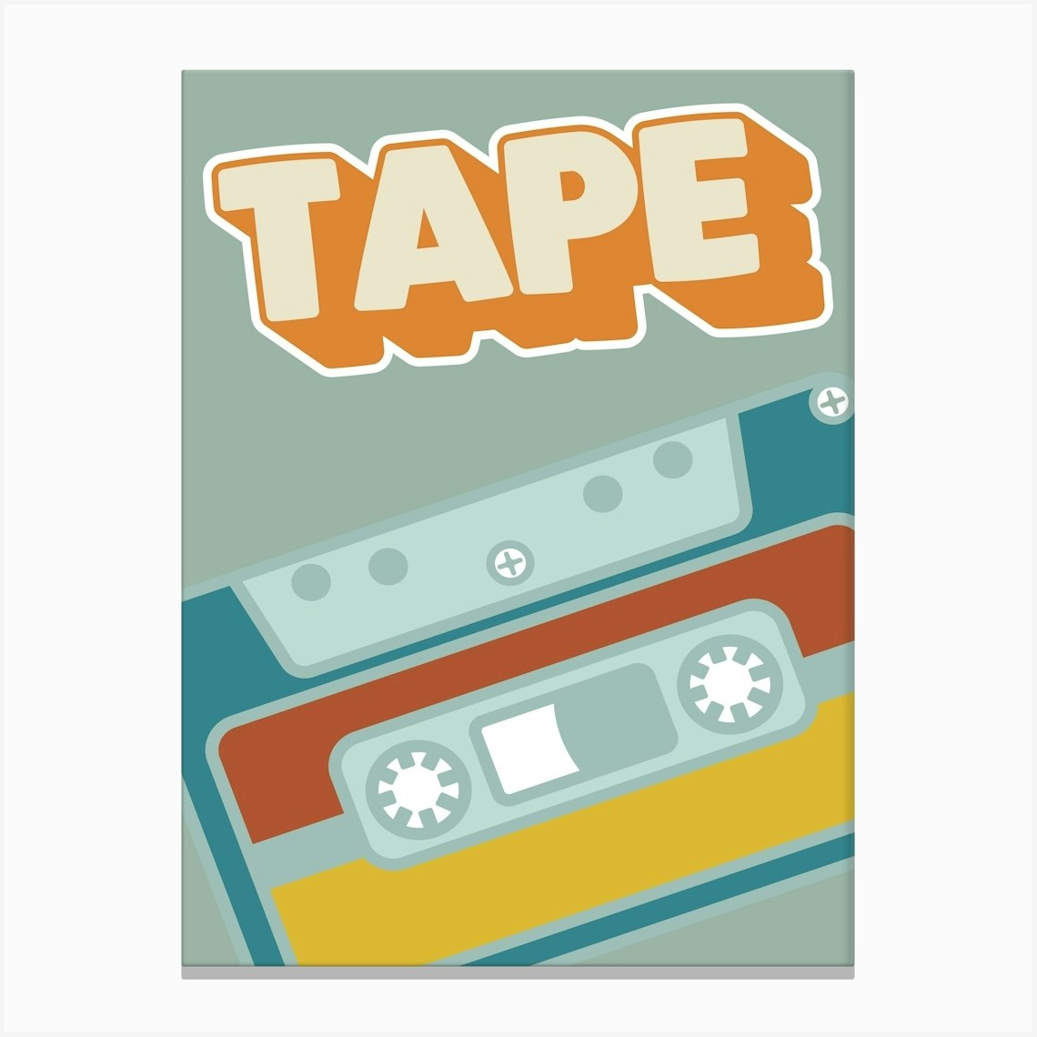 Retro Cassette Poster Music Poster Gift Album Poster Funky Wall Art Pop Art Retro Art Print Hip Hip Mix Tape Canvas Print by Jaffa Orange