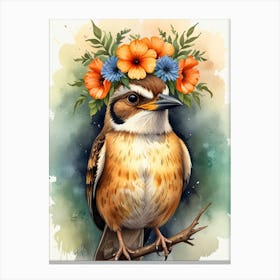 Bird In A Flower Crown 1 Canvas Print