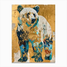 Bear Gold Effect Collage 4 Canvas Print
