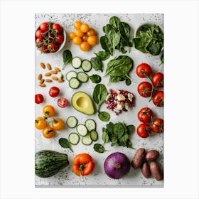 Fresh Vegetables On White Background Canvas Print