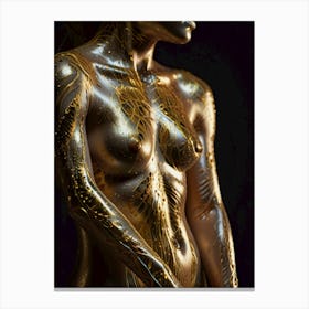 Gilded Reawakening: Reinterpretation Of Maria, the iconic robot from Fritz Lang's 1927 film "Metropolis" Canvas Print