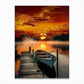 Sunset On A Dock Canvas Print