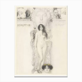 Sculpture (Template For Allegories N), Gustav Klimt Canvas Print