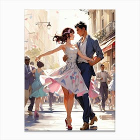 Couple Dancing In The Street 2 Canvas Print