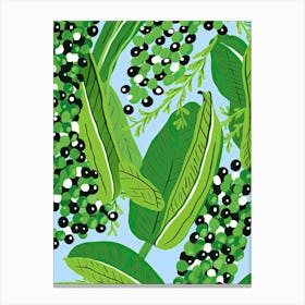 Green Peas Summer Illustration 2 Canvas Print