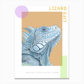 Pastel Blue Mexican Spiny Tailed Iguana Abstract Modern Illustration 1 Poster Canvas Print