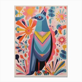 Colourful Scandi Bird Pigeon 1 Canvas Print