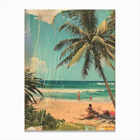 Retro Kitsch Beach Collage 4 Canvas Print