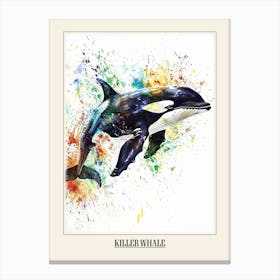 Killer Whale Colourful Watercolour 2 Poster Canvas Print