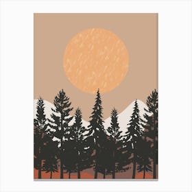 Landscape Tree Silhouette Print Canvas Print