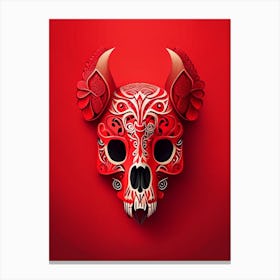 Animal Skull Red 3 Mexican Canvas Print