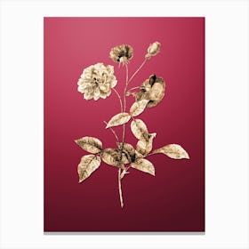 Gold Botanical China Rose on Viva Magenta n.2281 Canvas Print