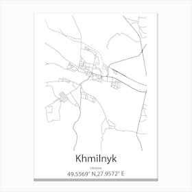 Khmilnyk,Ukraine Minimalist Map Canvas Print