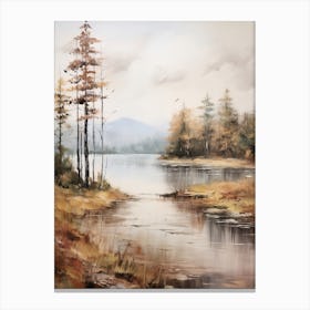 Lake In The Woods In Autumn, Painting 41 Canvas Print