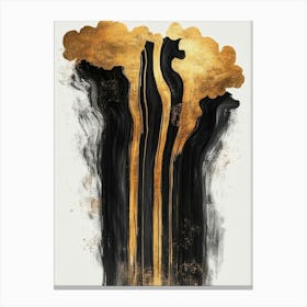 Abstract Swirling Patterns Of Black And Gold Colors, Creating A Sense Of Movement And Contrast Canvas Print