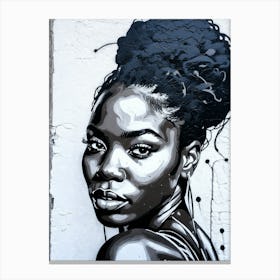 Graffiti Mural Of Beautiful Black Woman 92 Canvas Print