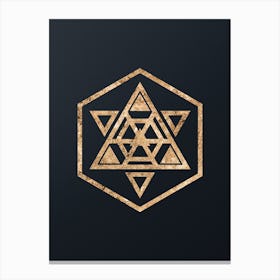 Abstract Geometric Gold Glyph on Dark Teal n.0454 Canvas Print