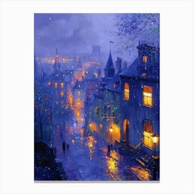 Twilight European Town| Beautiful Landscape Scenery Painting | Contemporary Art Print for Feature Wall | Vibrant Beautiful Cityscape Wall Decor in HD Canvas Print