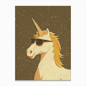 Unicorn With Sunglasses On Muted Pastel 3 Canvas Print