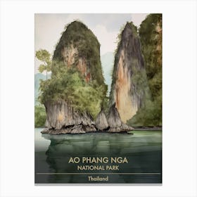 Ao Phang Nga National Park Thailand Watercolour 3 Canvas Print