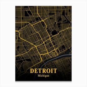 Detroit Gold City Map 1 Canvas Print
