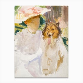 Woman With Collie After 1890, John Singer Sargent Canvas Print