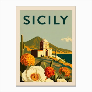 Sicily Vintage Travel Poster Canvas Print