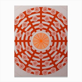 Geometric Abstract Glyph Circle Array in Tomato Red n.0203 Canvas Print