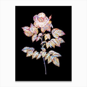 Stained Glass Leschenault's Rose Mosaic Botanical Illustration on Black n.0191 Canvas Print
