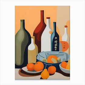 Oranges And Bottles Canvas Print