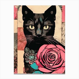 Coming up Roses Cat Canvas Print