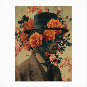 Roses On A Man'S Head Canvas Print