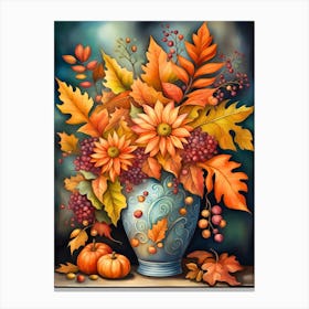 Autumn Flowers In A Vase Canvas Print