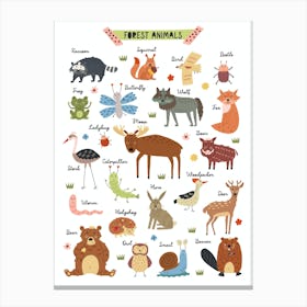 Forest Animals Nursery Decor Canvas Print