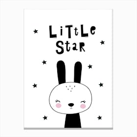 Scandi Little Star Black Bunny Canvas Print