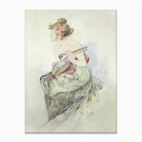 Woman Playing A Lute 1 Canvas Print