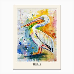 Pelican Colourful Watercolour 3 Poster Canvas Print