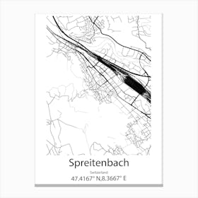 Spreitenbach,Switzerland Minimalist Map Canvas Print