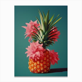 Pineapple & Flowers Still Life Canvas Print