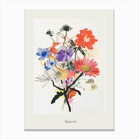 Asters 2 Collage Flower Bouquet Poster Canvas Print