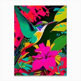 Hummingbird In A Garden Andy Warhol Inspired Canvas Print