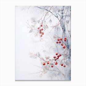 Tree With Red Berries - background Canvas Print