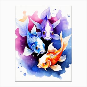 Twin Goldfish Watercolor Painting (42) Canvas Print