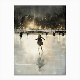 Ice Skating At Night 2 Canvas Print