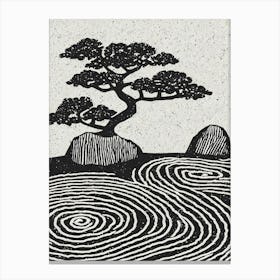 Bonsai Tree Linocut Canvas Print
