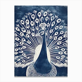 Peacock Feathers Out Linocut Inspired 3 Canvas Print