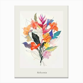 Heliconia 3 Collage Flower Bouquet Poster Canvas Print