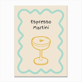 Espresso Martini Doodle Poster Teal & Orange Canvas Print