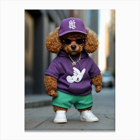 Poodle In Purple Canvas Print