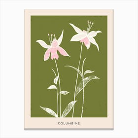 Pink & Green Columbine 2 Flower Poster Canvas Print